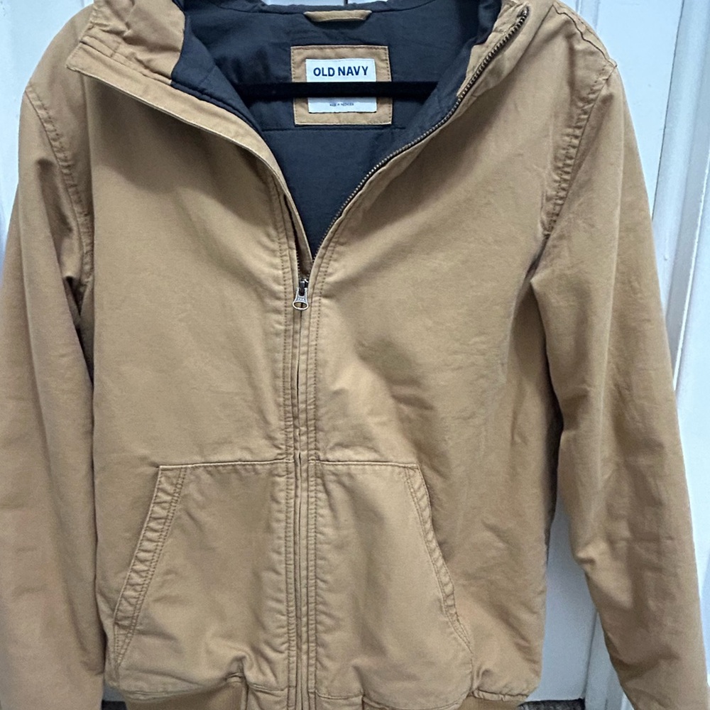 Old Navy Tan Lightweight Shirt Jacket with Standing Collar